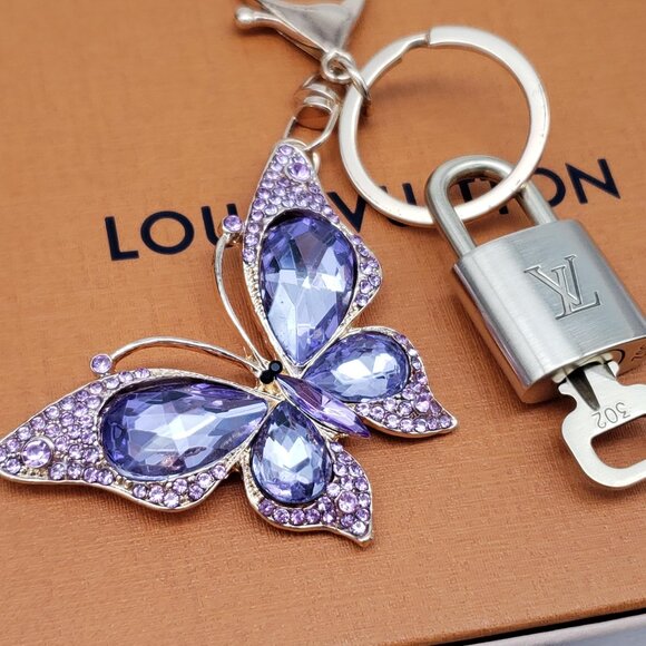 Authentic Louis Vuitton Gold Lock & Box w/ Unbranded Butterfly Bagcharm - Picture 3 of 6